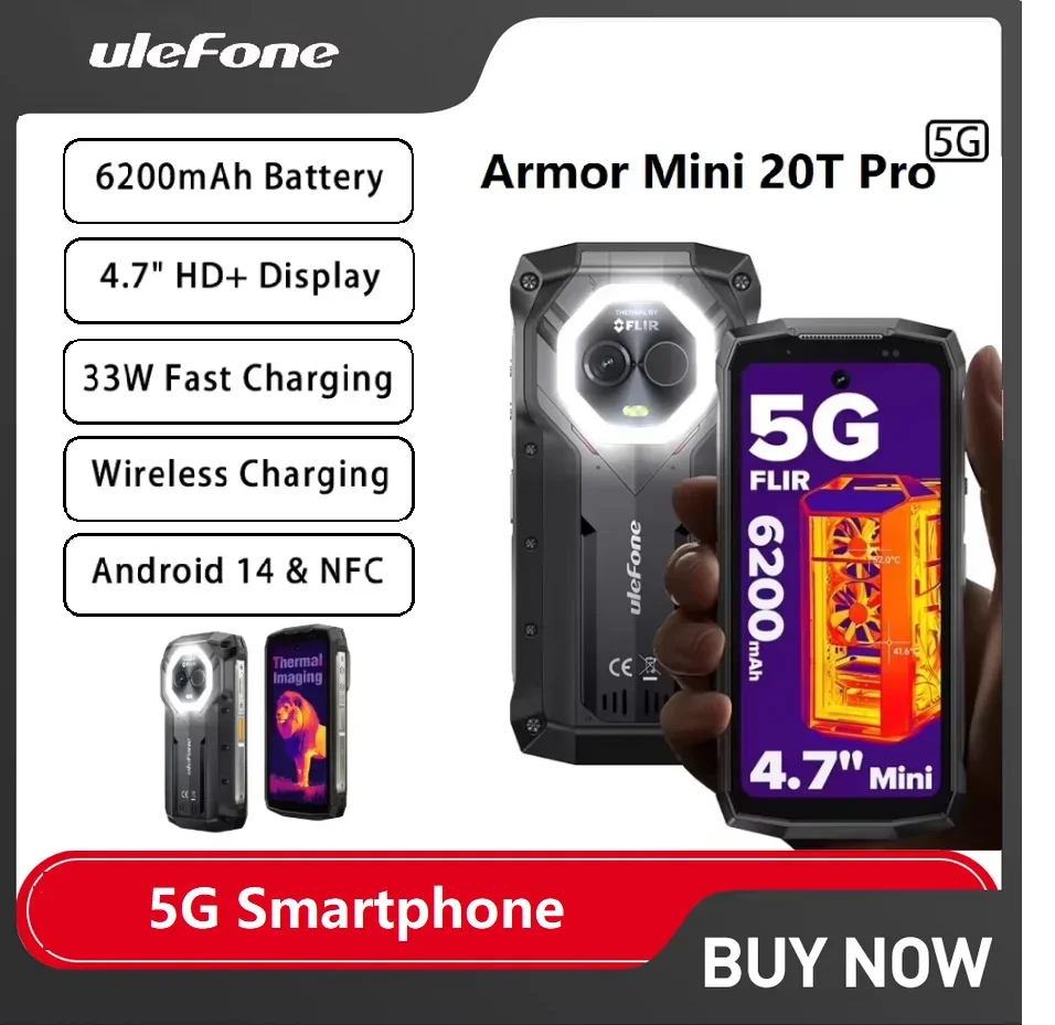 Ulefone Armor Mini 20T Pro 5G Rugged Phone LED Light 4.7