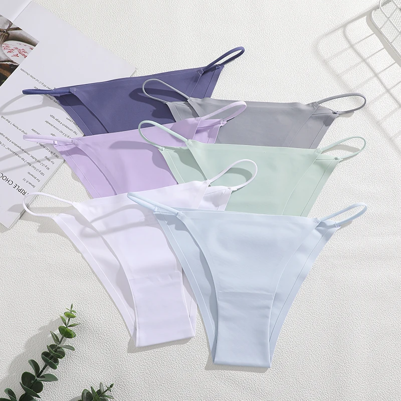 FINETOO 4Pcs/Set Women's Seamless Thong Underwear Thin Strap Low Rise Soft Comfortable Invisible No Show Panties Multi Color Set - Image 5