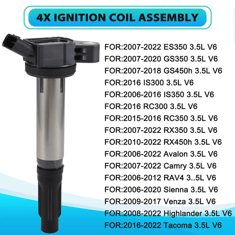 6Pcs Ignition Coil Pack 90919-02255 For Lexus ES350 RX350 Toyota Avalon Camry RAV4 Highlander