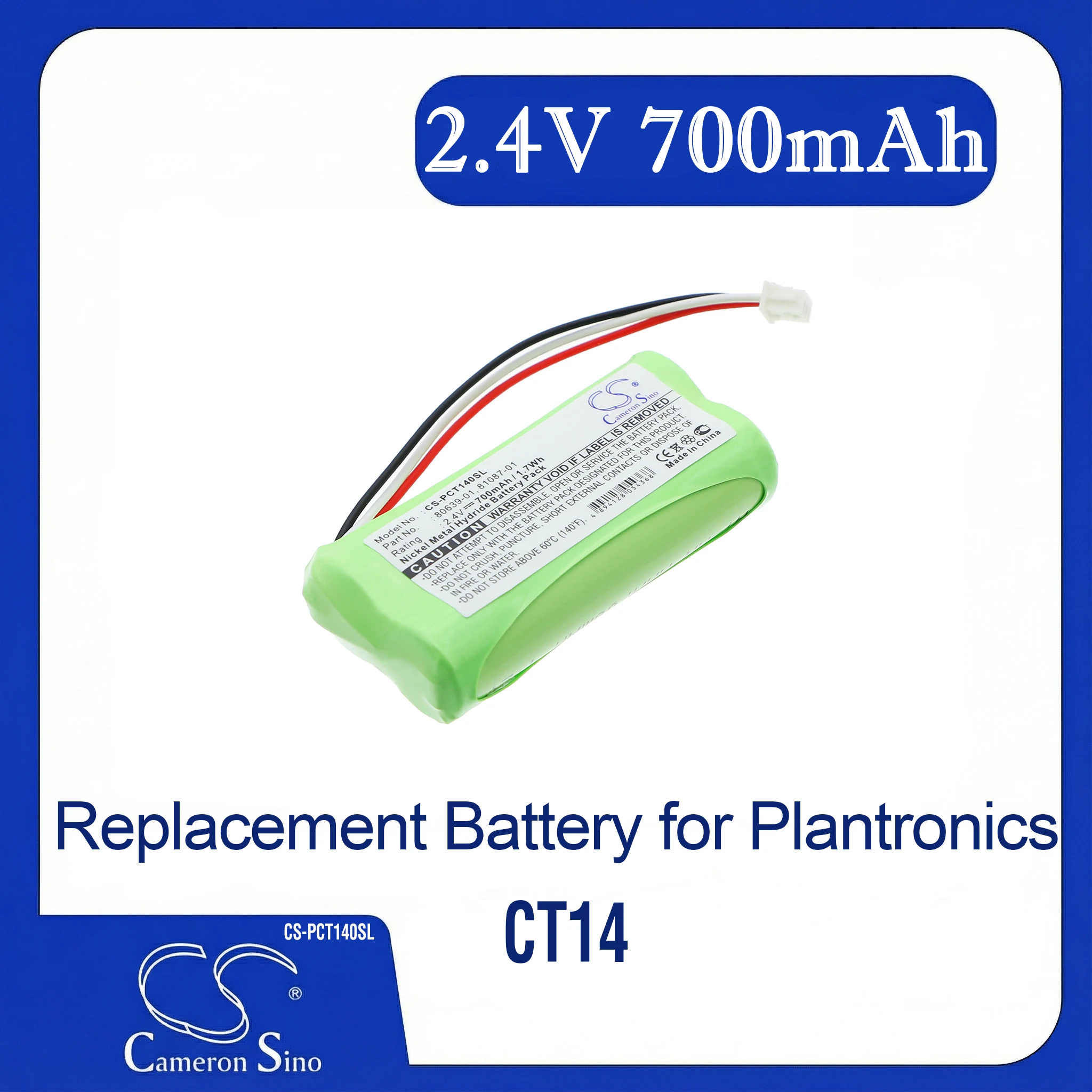 

Cameron Sino Replacement Battery for Plantronics CT14, Fits P/N 80639-01,81087-01,81087-02