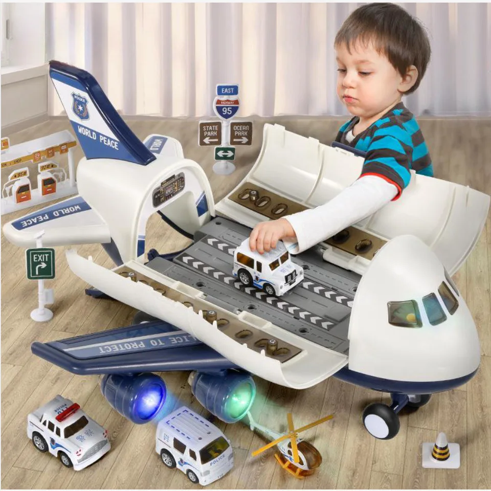 Children's Aircraft Toys Oversized Inertia Model Storage Set Light Music Puzzle Boy