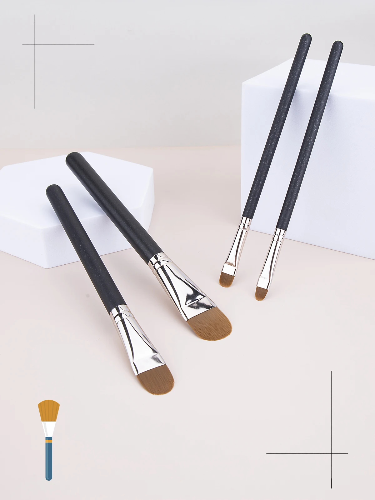 1/4 Stück flacher, runder, ultradünner Foundation-Concealer-Make-up-Pinsel, Kontur-Flüssigcreme-Concealer-Make-up-Werkzeug für Anfänger – Detail 10