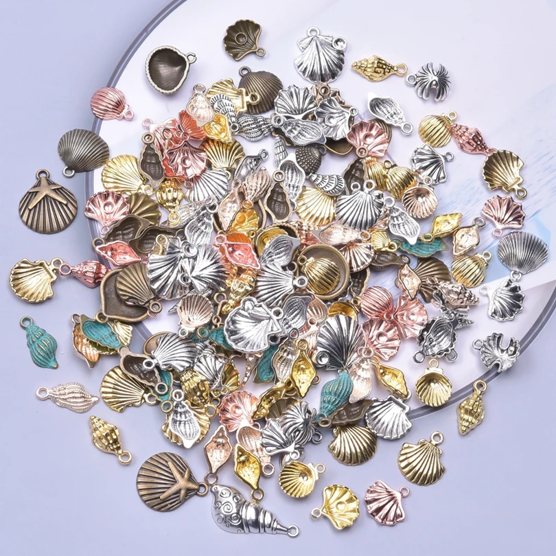 Random Mix Sea Ocean Shell Bronze Rose Gold Color Alloy Pendant Charms For Jewelry Making Finding Craft Tibetan Silver Materials