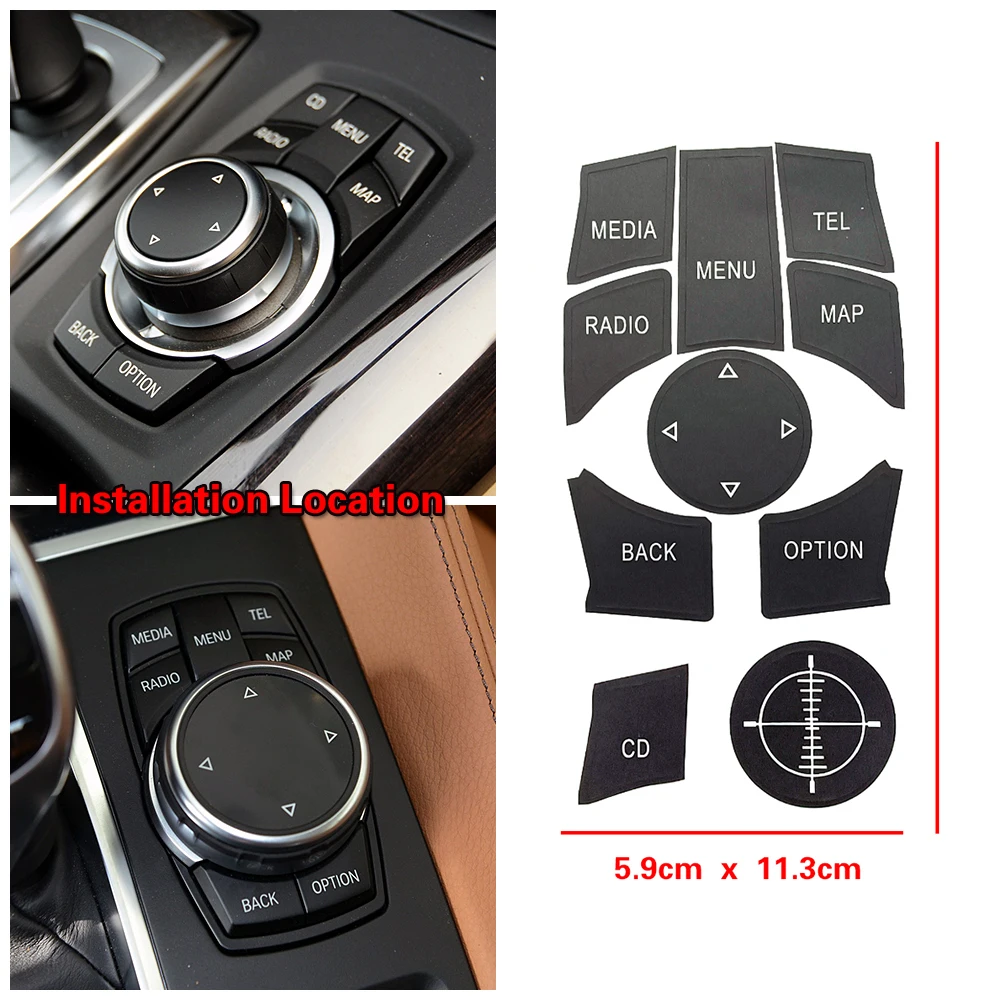 For BMW X6 E71 E72 2010 2015 Car Center Console Multimedia Media CD Radio Menu Tel Map Switch Button Repair Kit Sticker Decal