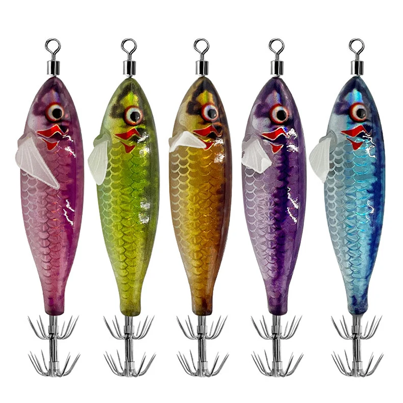 ShareShark 10 Stück/Box 5,6g Leuchtende Horizontale Garnelen-Tintenfischhaken-Köder-Set Geeignet für Meeresangeln auf Tintenfische und Oktopus – Detail 10