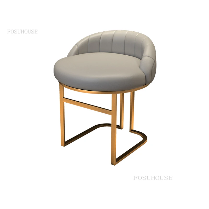 Nordic Leather Living Room Stools Modern Minimalist Light Luxury Personality Designer Makeup Stools Backrest Ins Bedroom Chairs