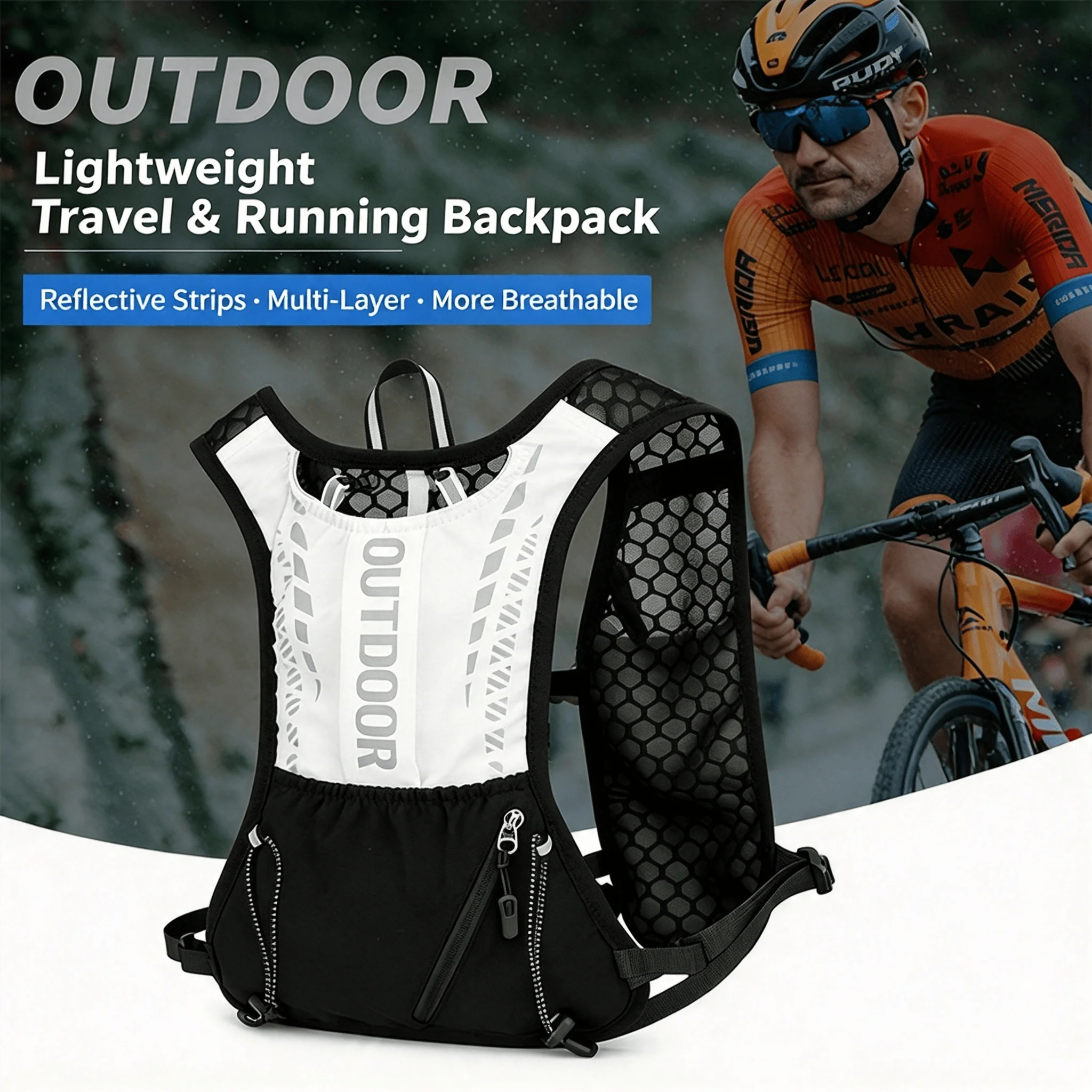 Unisex Running Outdoor Water Bag Backpack for Mountaineering Off-Road Marathon Hiking - Adjustable Comfortable Sports Hydration