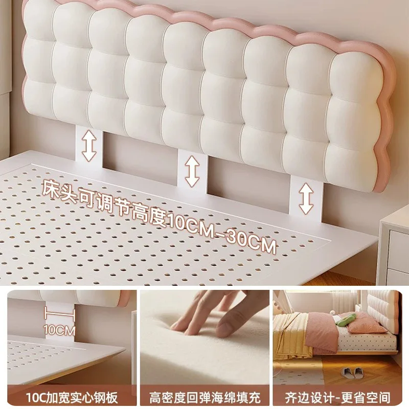 Thin bedside puff bed cream wind leather soft bag bed 2026 new bed gir carbon steel suspension