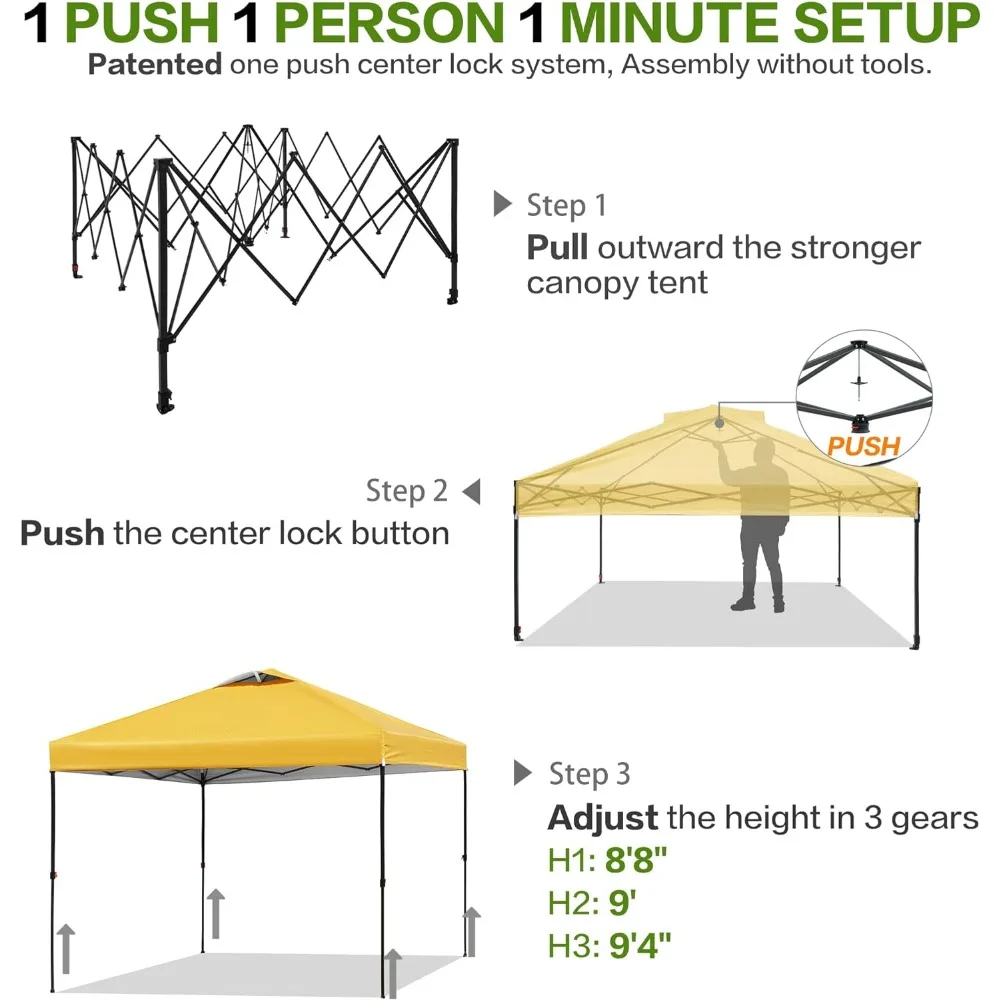 Canopy Pop-up com Paredes Laterais e 6 Bolsos, Canopy para Sombrinha, Telhado Ventilado, 8 Pilhas, 4 Cordas e 4 Sacos de Areia