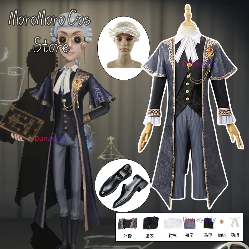 

Вес справедливости Юрист Фредди Райли 코스프레 Identity V Костюм Средневековый парик Куртка Комплект Аниме Наряды Опора Костюм Ролевая игра