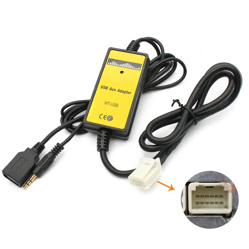 USB Decoder and AUX Adapter for Toyota Vehicles Featuring 5+7 Pin Connector for Camry For Corolla RAV4 Highlander