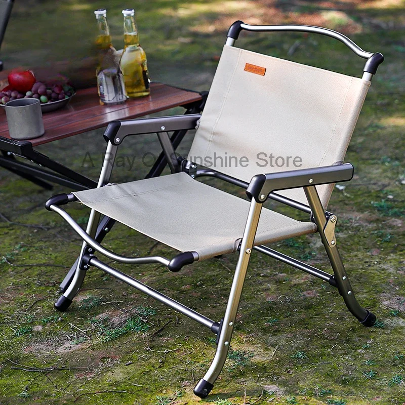 Outdoor Folding Beach Chair Portable Fishing Stool Ultra Light Camping Chair Picnic Sun Lounger Silla Playa Furniture WKOC