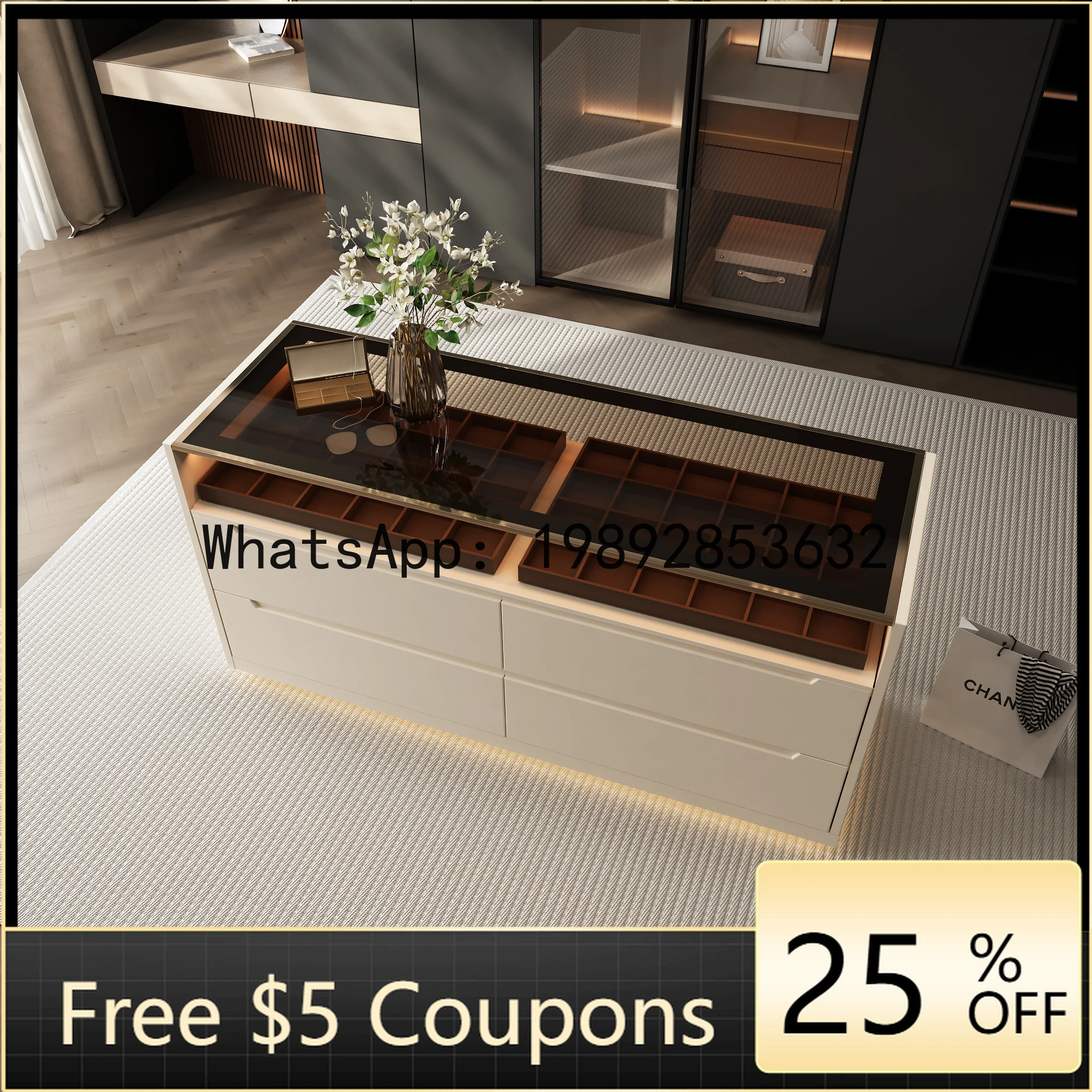 

Z5 High-End Cloakroom Island Cabinet Light Luxury Home Bedroom Jewelry Island Display Cabinet