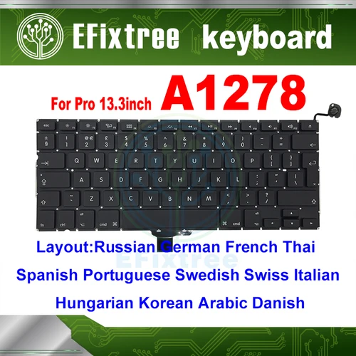 Imagen 1 del producto Modelo A1278 teclado de ordenador portátil para Macbook Pro 13 ""para teclado Keycap reemplazo y reparación EMC año 2009-2012
