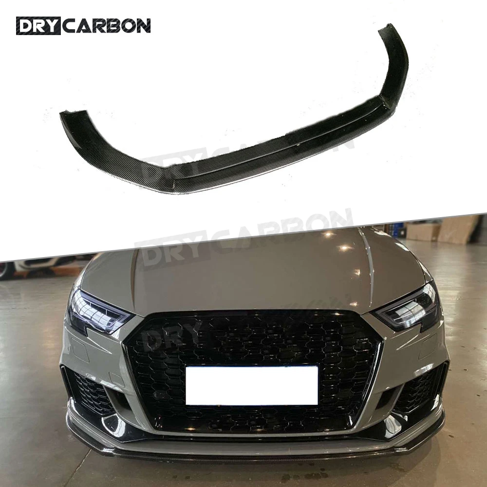 For Audi A3 RS3 2017 -2019 Carbon Fiber / FRP Front Bumper Lip Chin Spoiler Apron Not For A3 Standard S3 Car Styling