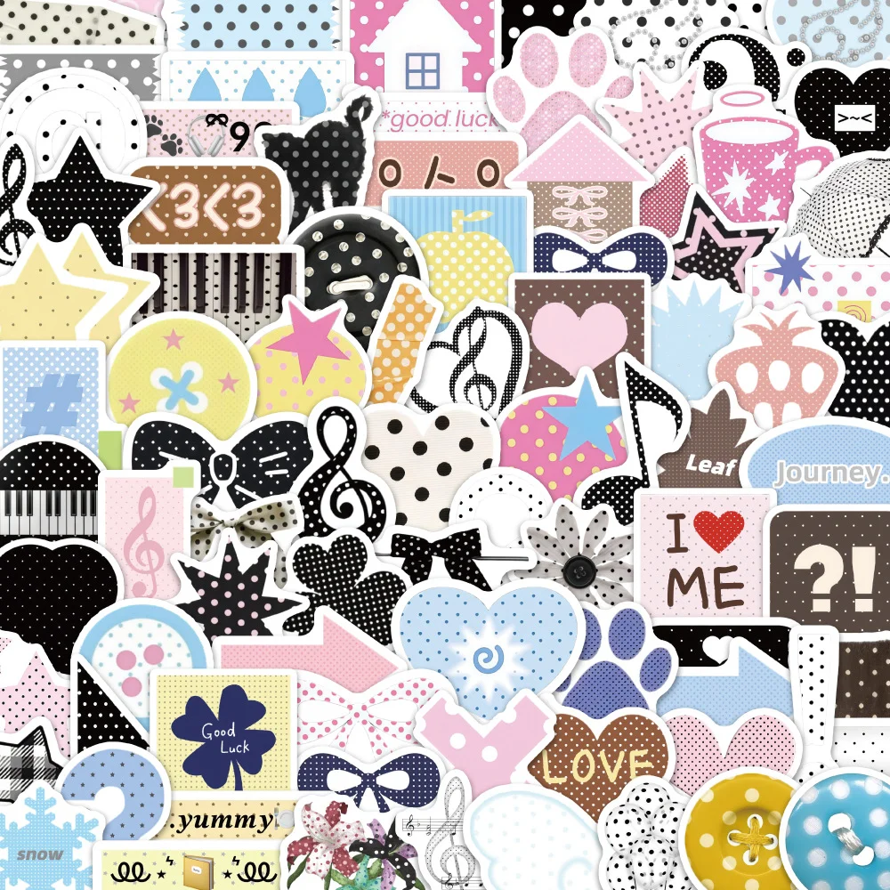 100pcs Wave Point Cartoon Graffiti Stickers PVC Material Personalized DIY Mobile Phone Notebook Waterproof Decorative Stickers.