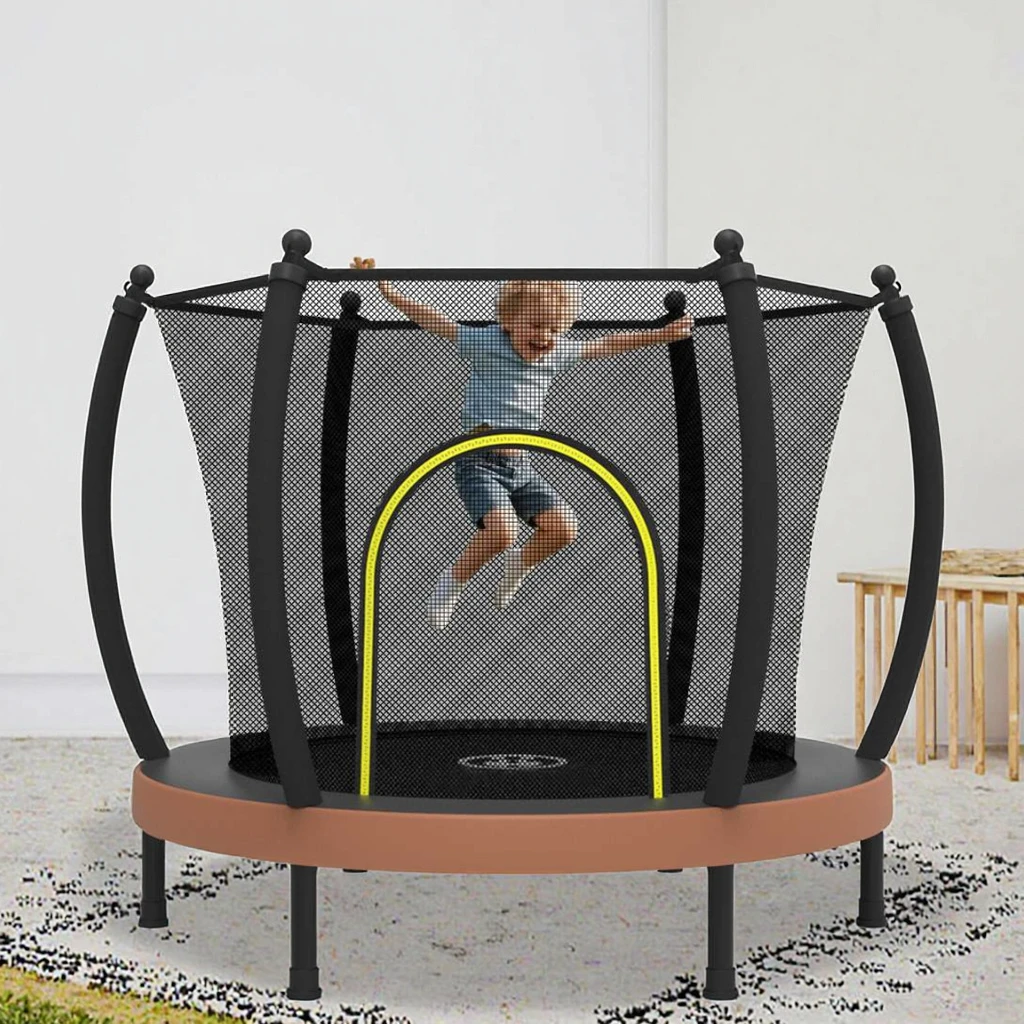 5ft Indoor Kids Trampoline With Safety Enclosure Toddler Fitness Mini Trampoline