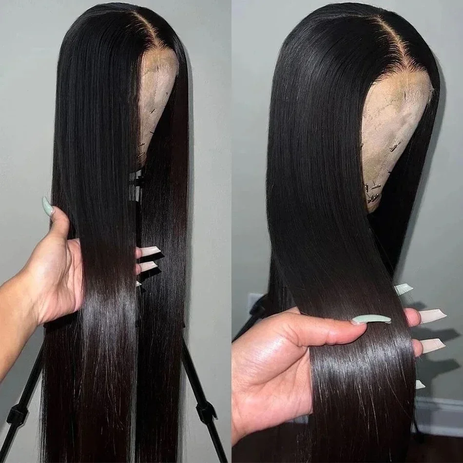 2026 Long Soft Hair Straight Black Color Synthetic Lace Frontal Wig For Black Women Hair Glueless Wig
