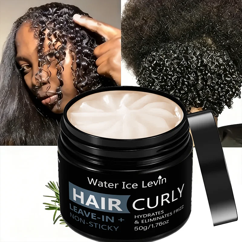 Water Ice Levin Frizz Control Leave-In Conditioner nährt trockene, grobe Haarsträhnen, verstärkt die Lockendefinition, nicht fettend, 50 g