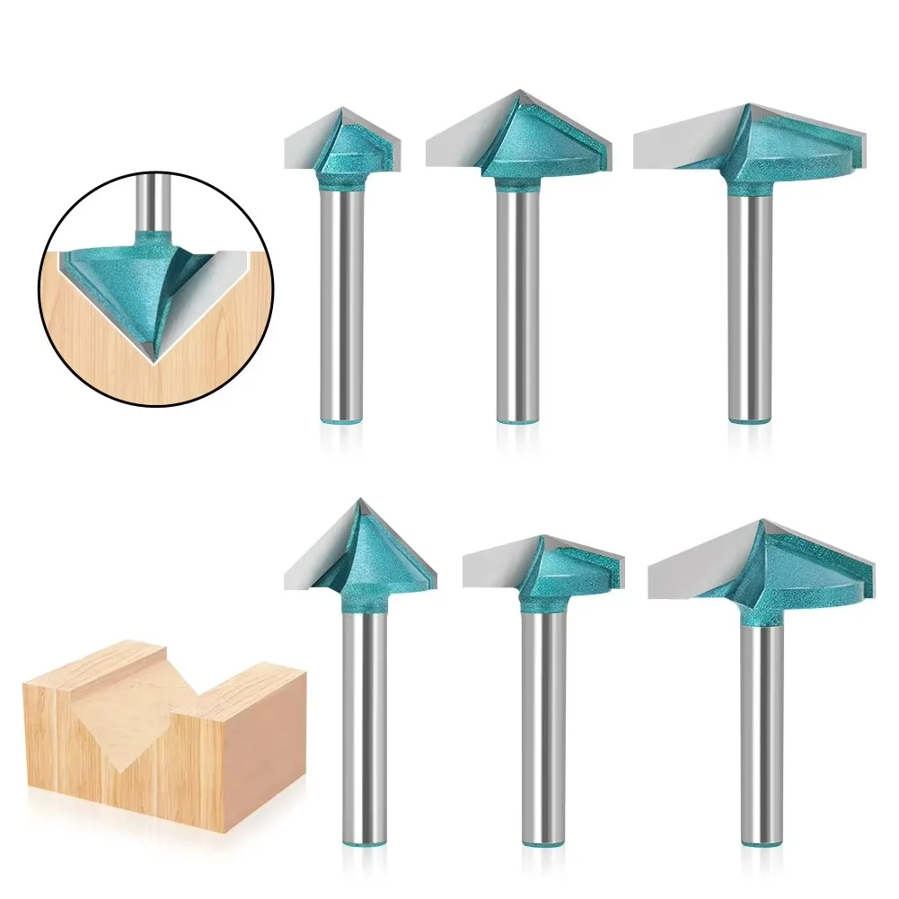 6mm V Bit CNC Solid Carbide End Mill Steel Woodworking Milling Cutter,3D Wood MDF Router Bit,90 120 135 150 Degrees