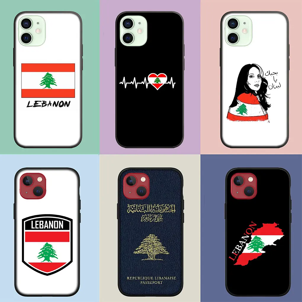 Lebanon Flag Map Soft Casing for Apple iPhone 15 14 13 12 11 Pro XS Max XR 6 6S Plus + SE 14+ 6+ Phone Cover Case