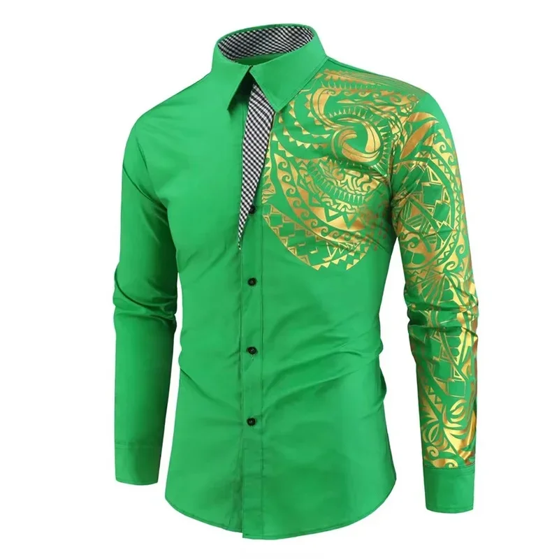 Men's long sleeved suit collar shirt luxurious high-quality business multi-color men's formal dress ball shirt