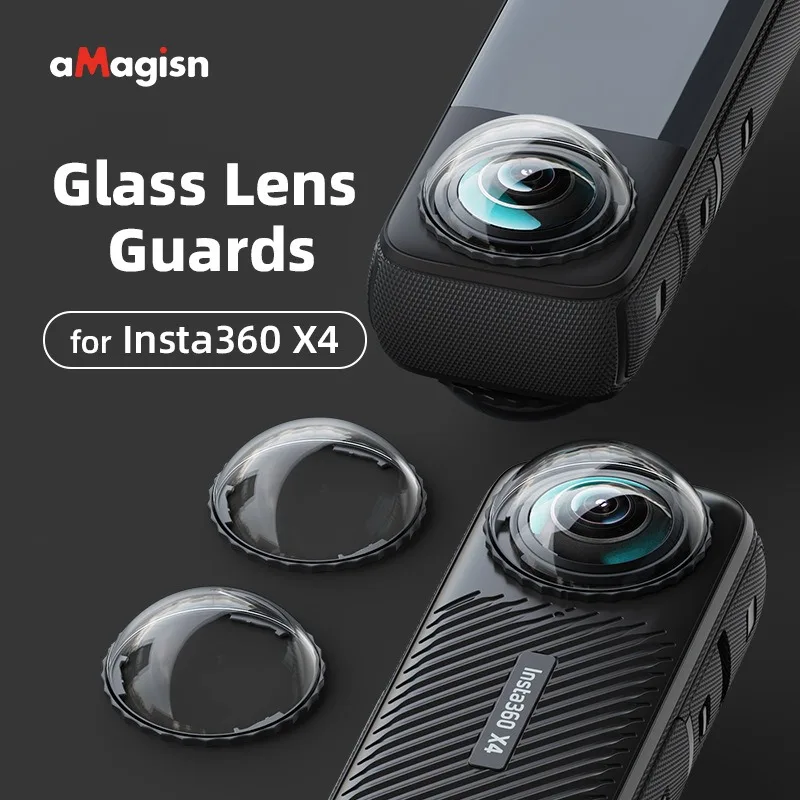 aMagisn Lens Protector for Insta360 X4 95% Light Transmission Tempered Glass Anti Scratch Hard Coating ABS Frame Clear View
