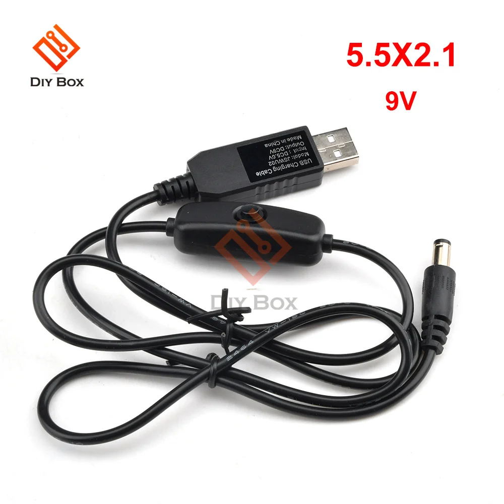 USB Power Boost Line DC 5V to DC 5V 9V 12V Step UP Module USB Converter Adapter Cable with Switch Plug Length 1m