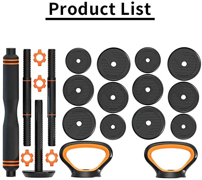 Fitness Equipment Home Gym Barbell Kettle Bell Push-up Combination Set 10kg 15kg 20kg Adjustable Dumbbell Set