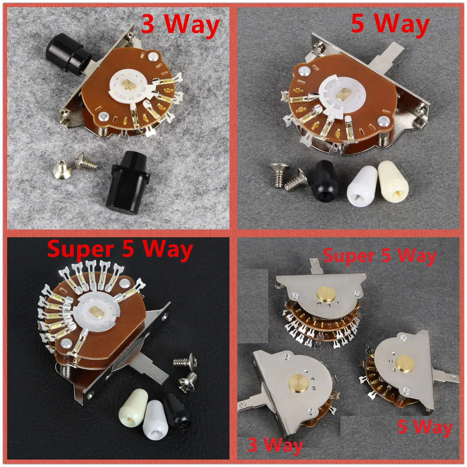 FLEOR 1PC Electric Guitar Pickup Selector Switch 5/3 Way / Super 5-Way Switch and Tips for Guitar Parts Accessories