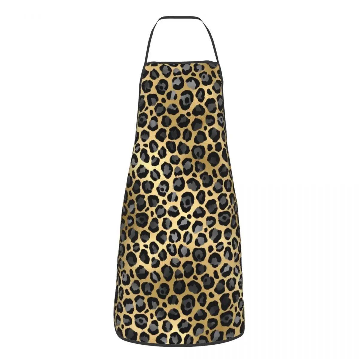 Funny Gold Leopard Lover Print Pattern Bib Apron Men Women Unisex Kitchen Chef Tablier Cuisine for Cooking Baking Gardening