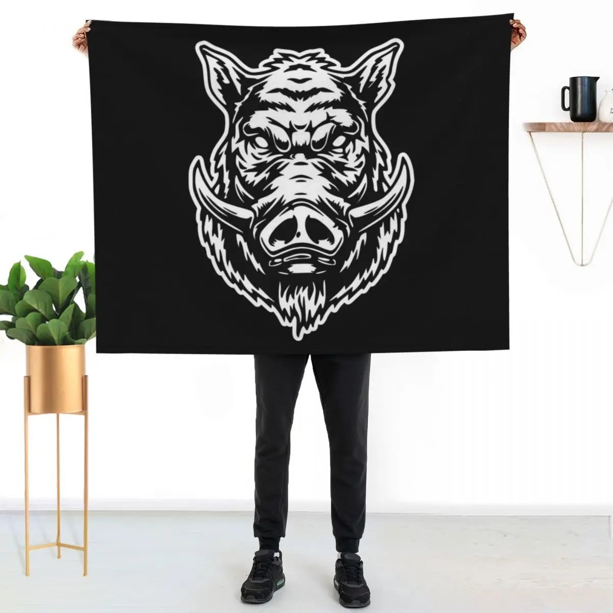 

Wild Boar Throw Blanket Compact Warm Blanket for Car Road Trip