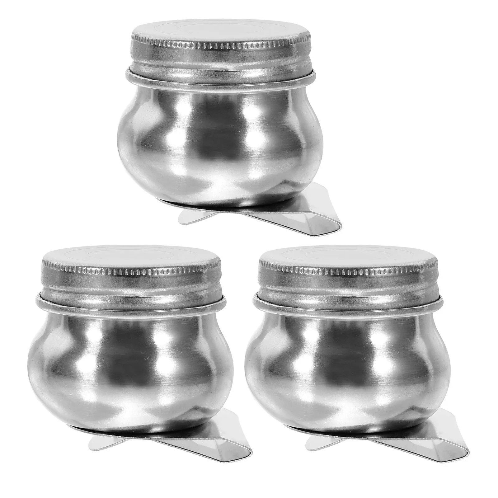 3Pcs Stainless Steel Palette Cup Set Secure Clip Oil Painting Palette Dipper Outdoor Studio Paintbrush Cleaning Mixing Cup