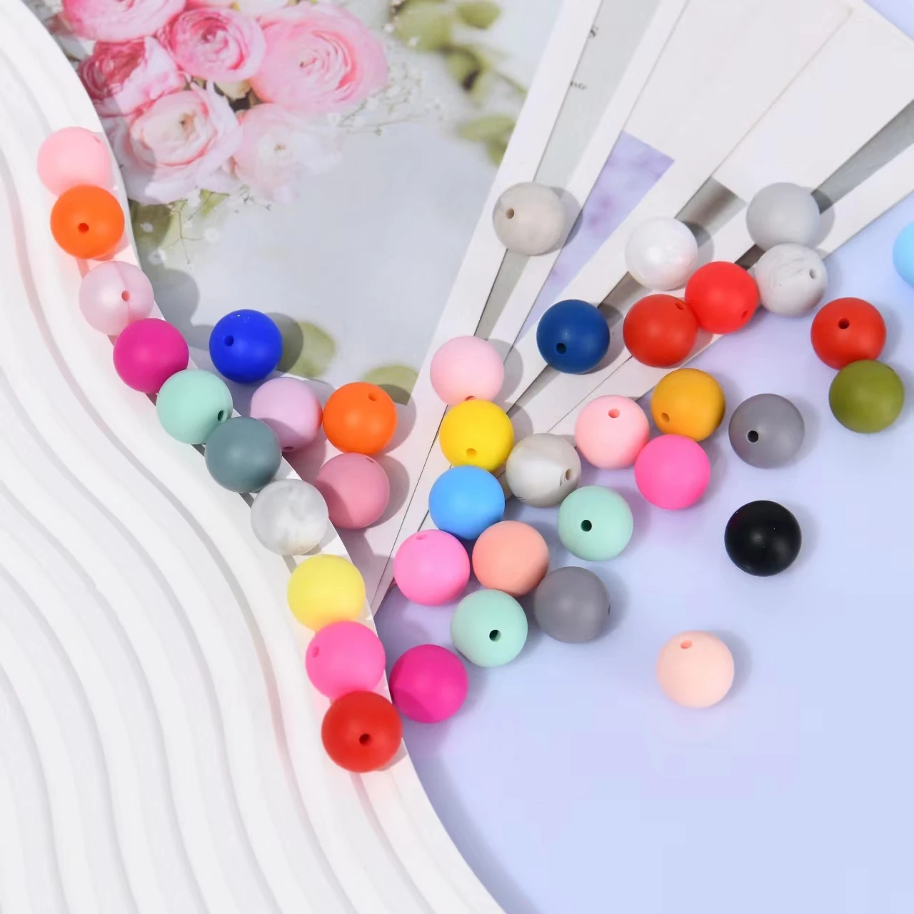 100-1000Pcs/Lot Silicone Beads Round 12mm 15mm Loose Spacing Beads For Jewelry Making DIY Pacifier Chain Bracelet Accessories