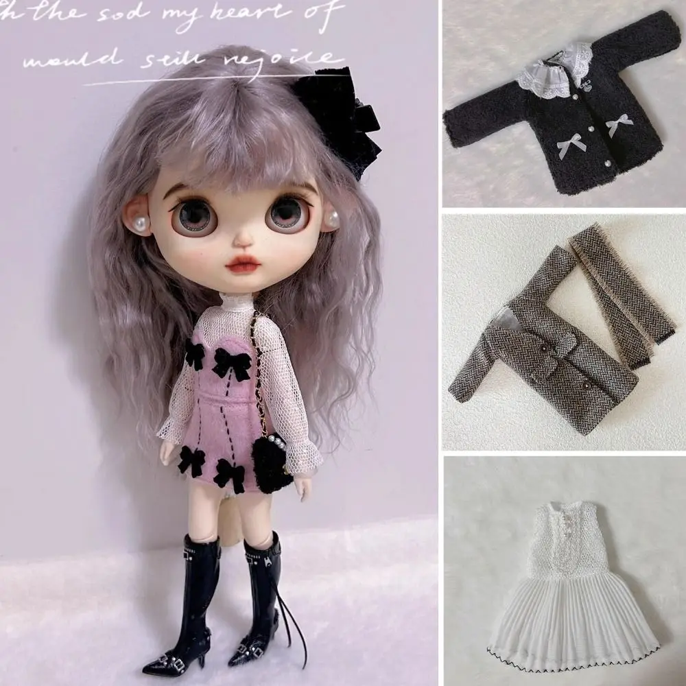 

Модная элегантная праздничная одежда, повседневная одежда с шапками, шерстяное пальто, детские игрушки, элегантное пальто, юбка для кукол Блайт