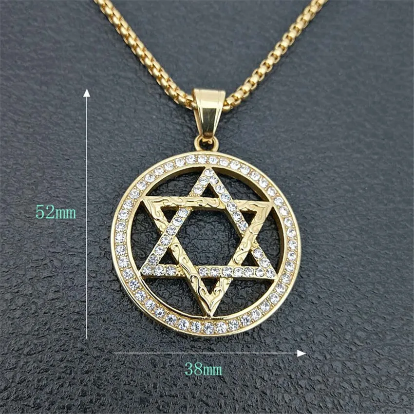 Religious Magen Star of David Pendants Necklace Gold Color Stainless Steel Hexagram Necklace Women/Men Iced Out Jewish Jewelry image 3