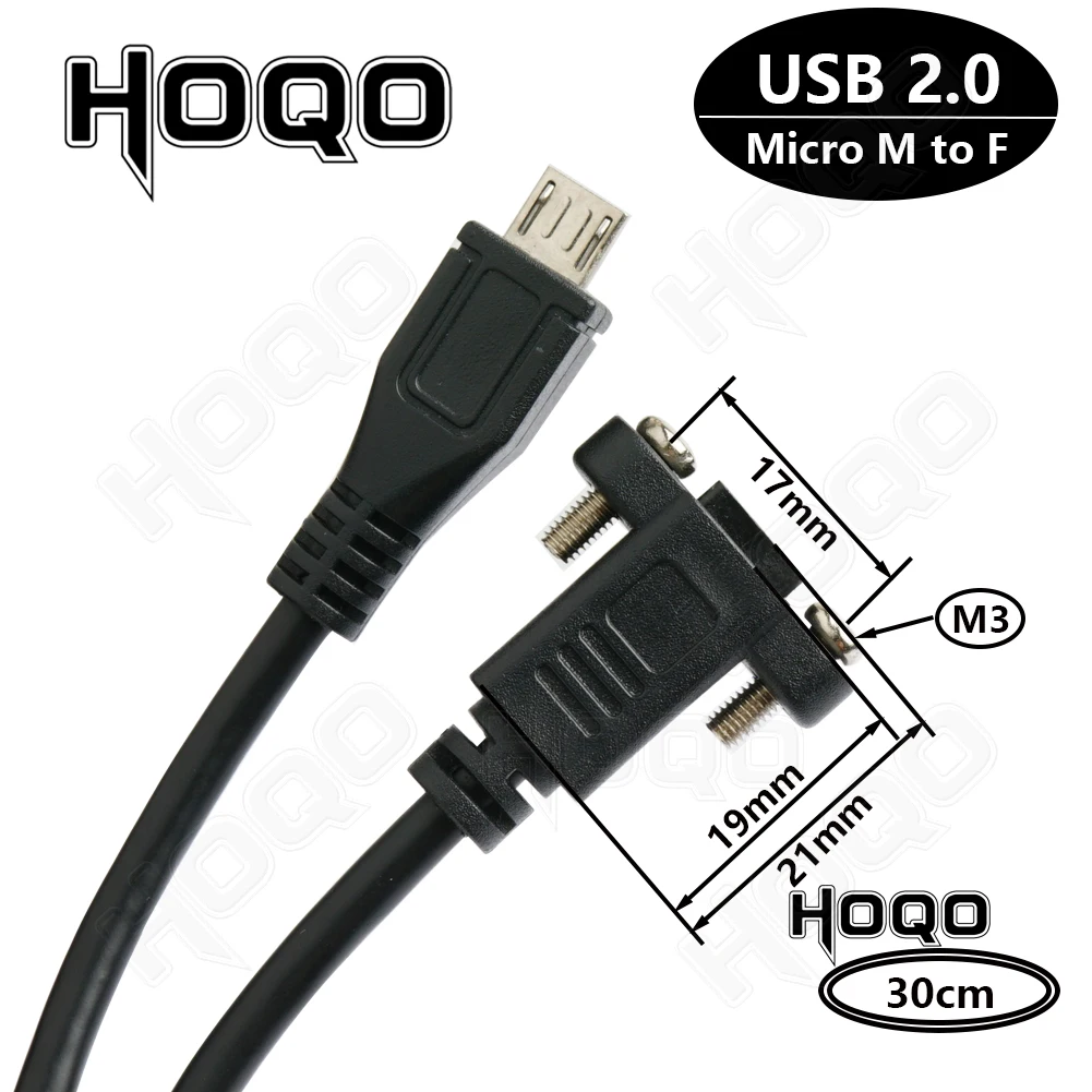 

Micro USB Male Connector to Female Extension Cable, Micro USB 2.0 Female With M3 screw hole,microUSB extension cable