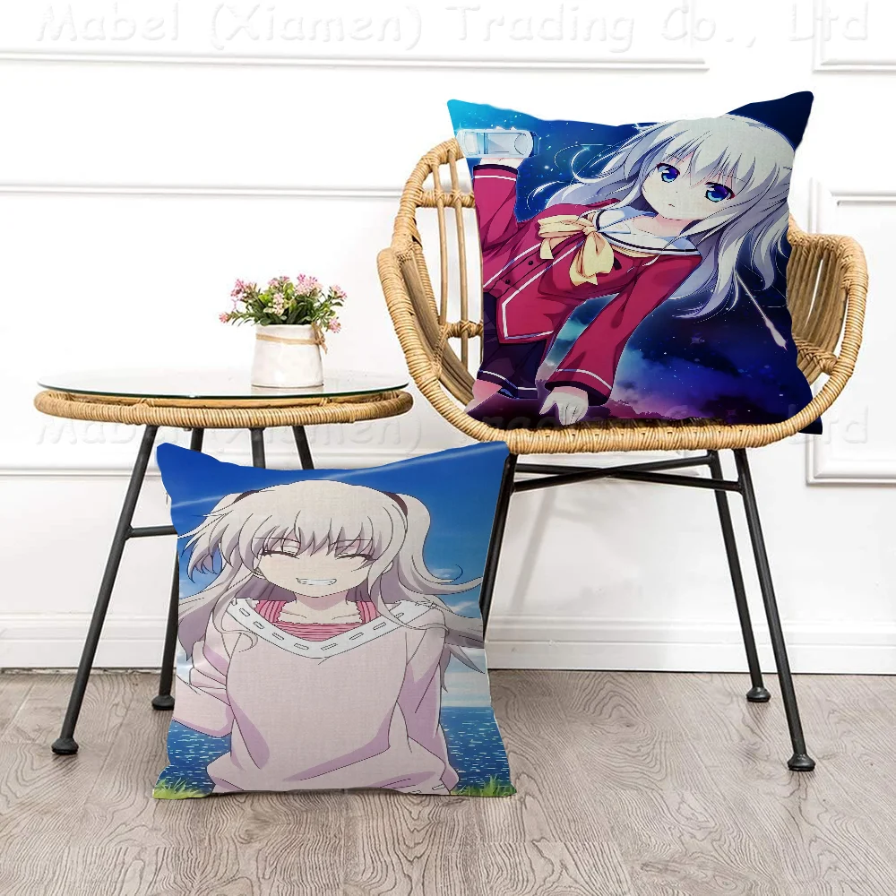 

Anime Charlotte Tomori Nao Stitch Lucky Dragon Pillow Cover Sofa Cushion Cover Home Room Decoration Children Gift