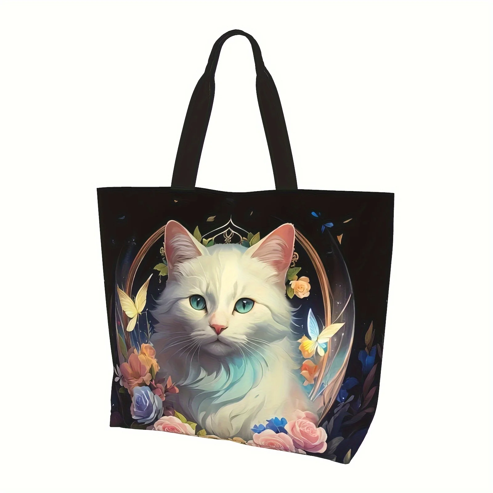 

Women's Large Size Canvas Shoulder Bag Hobo Crossbody Handbag Casual Tote For Shopping, Grocery, Vacation, Cat