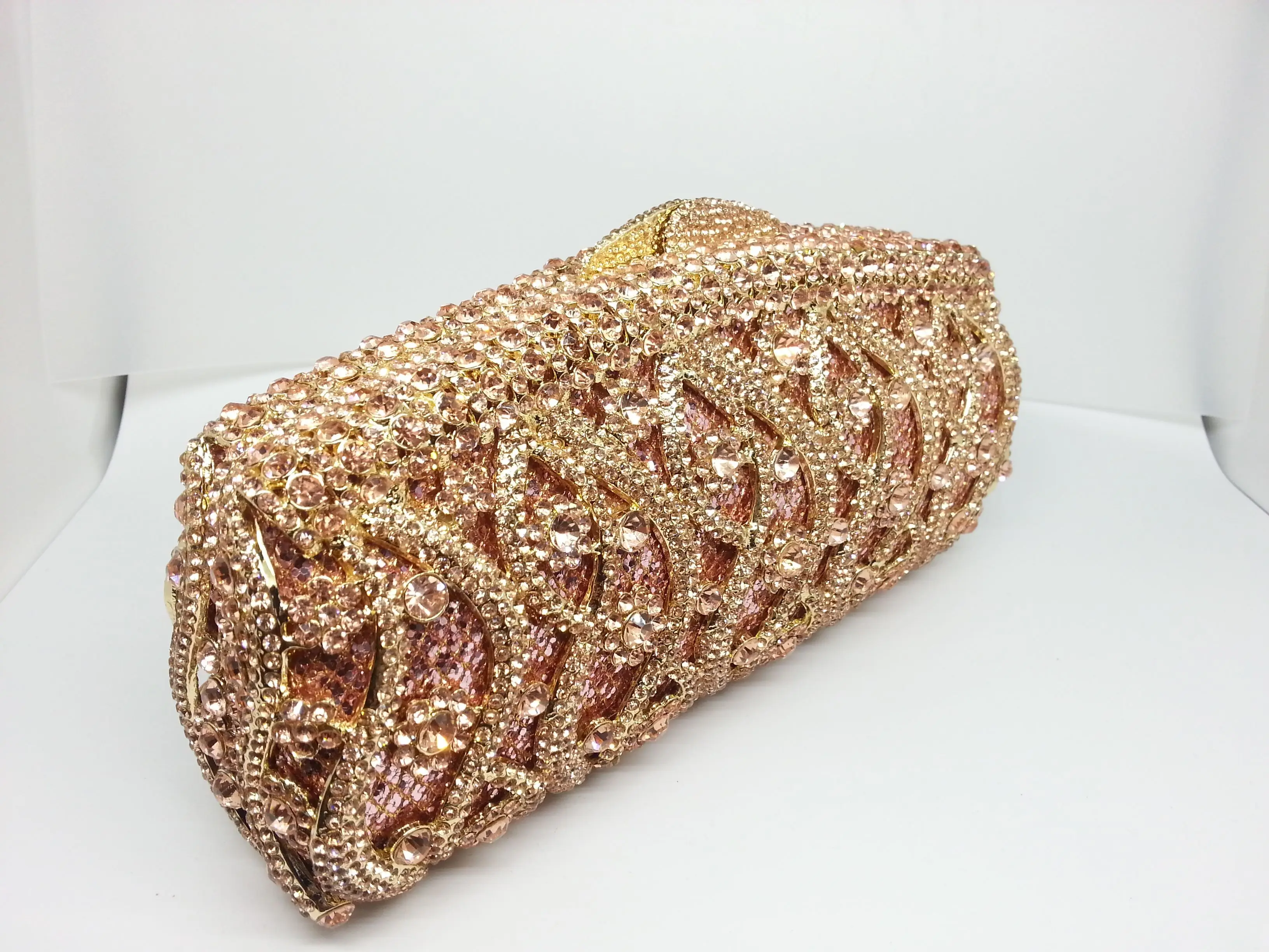 Boutique De FGG (in stock) Women Champagne Crystal Clutches Evening Bags Wedding Cocktail Minaudiere Diamond Handbag and Purse