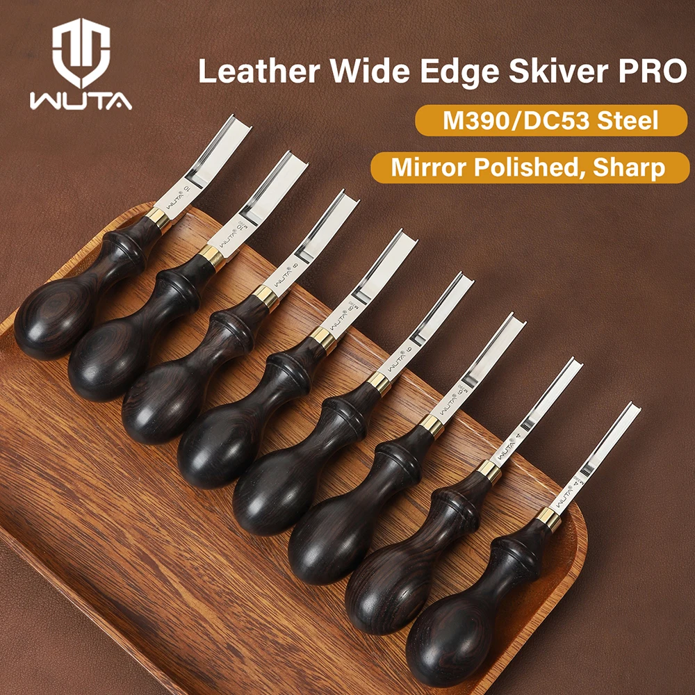 WUTA 1 Szt Profesjonalny Skórzany Szeroki Skajwer Obrzeżnik Stal M390/DC53 Rękojeść Hebanowa Narzędzia Rzemieślnicze Skórzane DIY 4mm 6mm 8mm 10mm Ścienianie Ostrzenie Cieniowanie