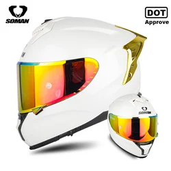 SOMAN Full Face Helmet Men's Motorcycle Helmet Double Visor Lens Racing Moto Accessories ECE DOT Aprroved Cascos Capacete Women