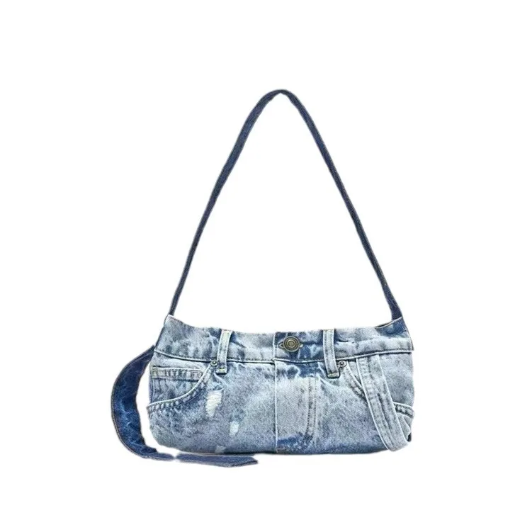 Denim Women Messenger Bag small Casual Satchel Cool Girl Totes Travel Solid Color Soft female Handbag blue bolsas