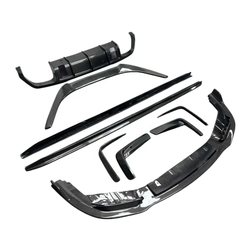 for Upgrade V Style Carbon Fiber Front Lip Front Bumper Splitter Side Skirt Diffuser Trunk Spoiler Rear Bumper Splitter for BMW