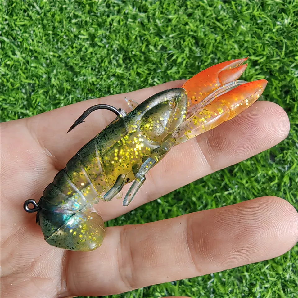SWOLFY 1PCS 왕새우 소프트 낚시 미끼 12.6g/70mm 후크 랍스터 미끼 미끼 태클 미끼 낚시 태클과 인공 소프트 미끼