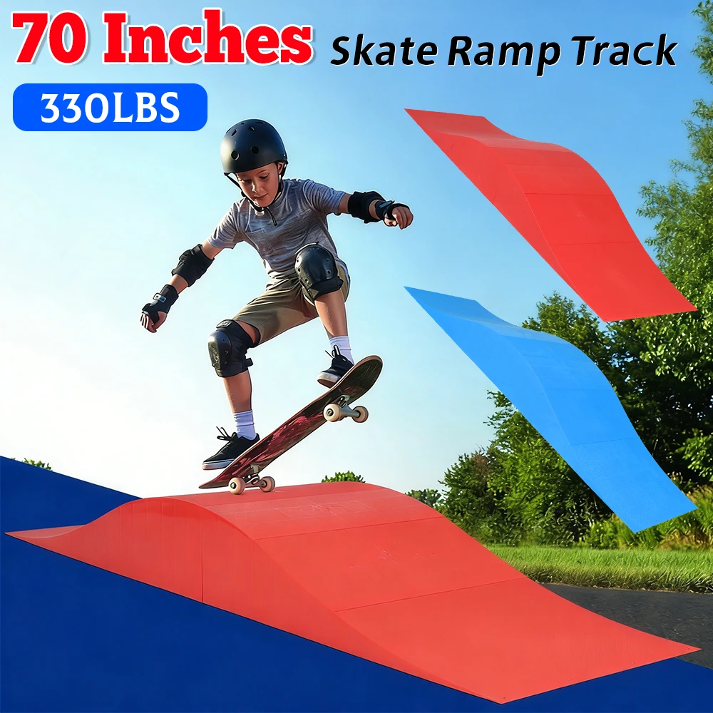 

Скейт-рампа длиной 70 дюймов с грузоподъемностью 330 фунтов, для прыжков на радиоуправляемых машинах и мотоциклах, для BMX, роликовых коньков, подростков, мальчиков и девочек