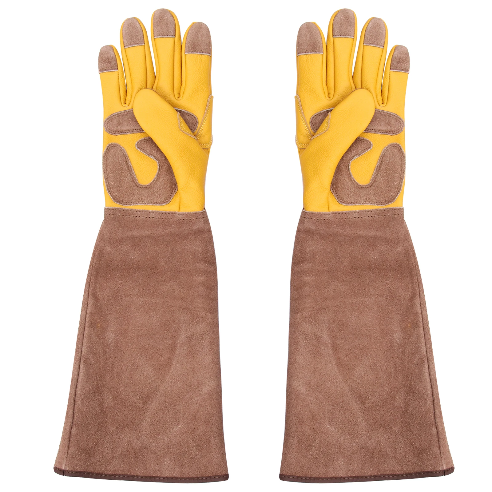 

1Pair Durable Cow Leather Garden Gloves For Gardening Handling Repair Driving Welding Protective Work Gloves Comfortable Yellow