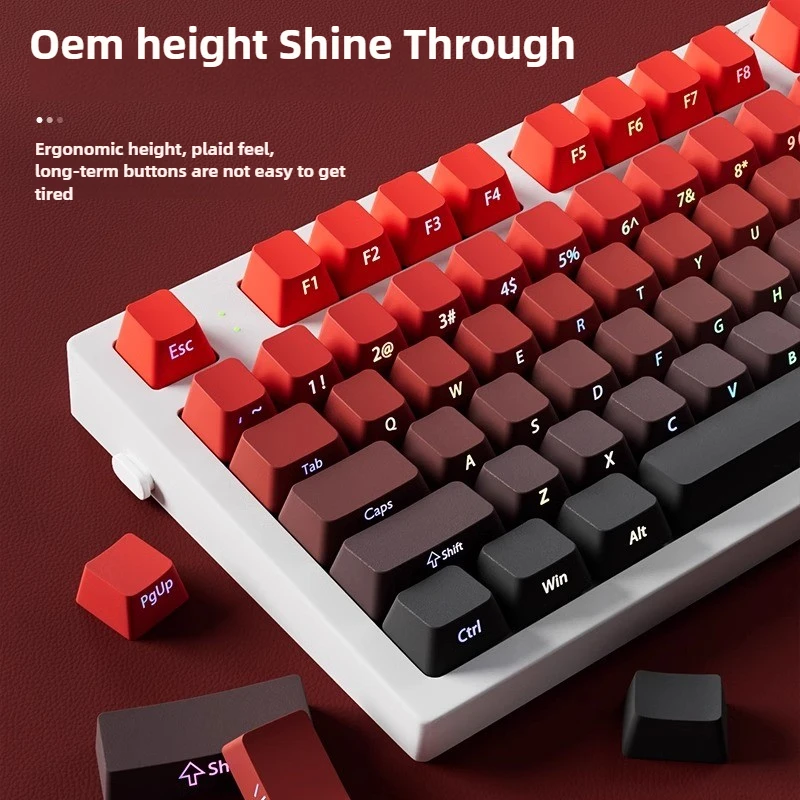 

Goodluck Is Coming Keycap Side Print Gradient Red Black Doubleshot PBT Material for Mechanical Keyboard Switch MX 133keys