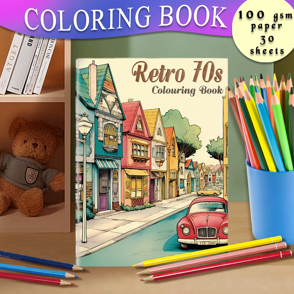 

1pc, Retro coloring book, Teenagers coloring book, 30 different patterns, 100gsm thick paper, stress relief, birthday gift