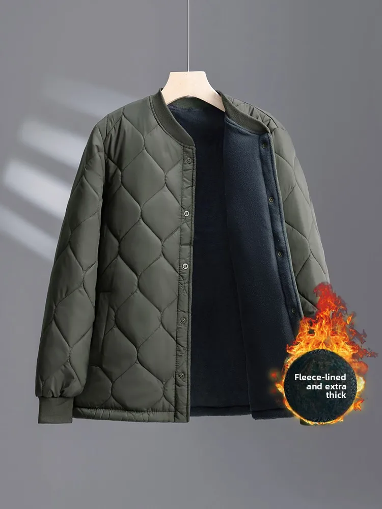 

Men's down Cotton Jaet Thiened Quilted Inner Fall Winter Coat Warm Cozy Dad andpa Sle Regular Length Loose Fit
